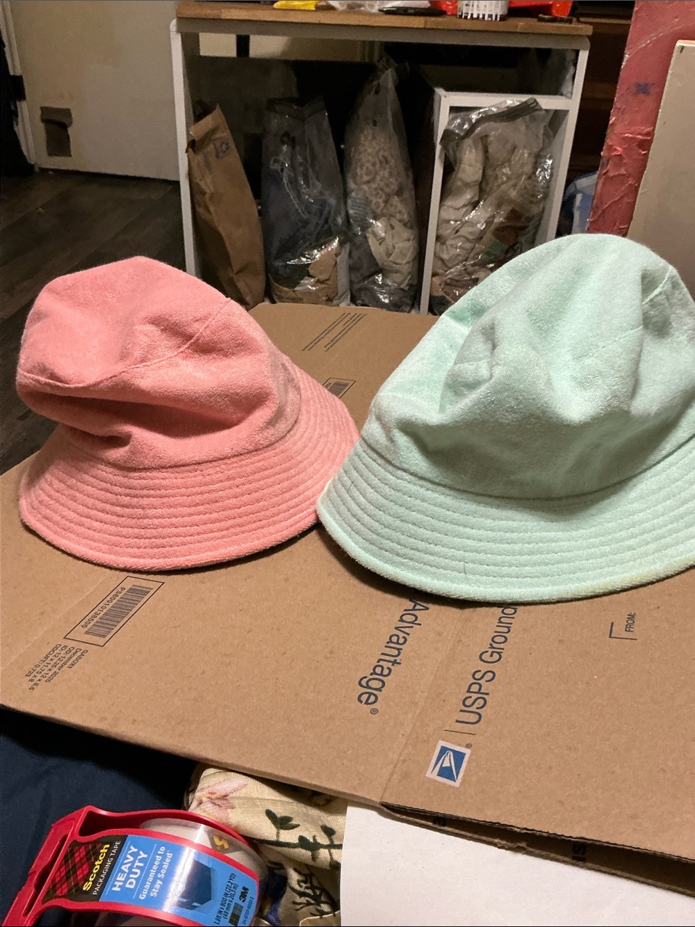 two adorable bucket hats.